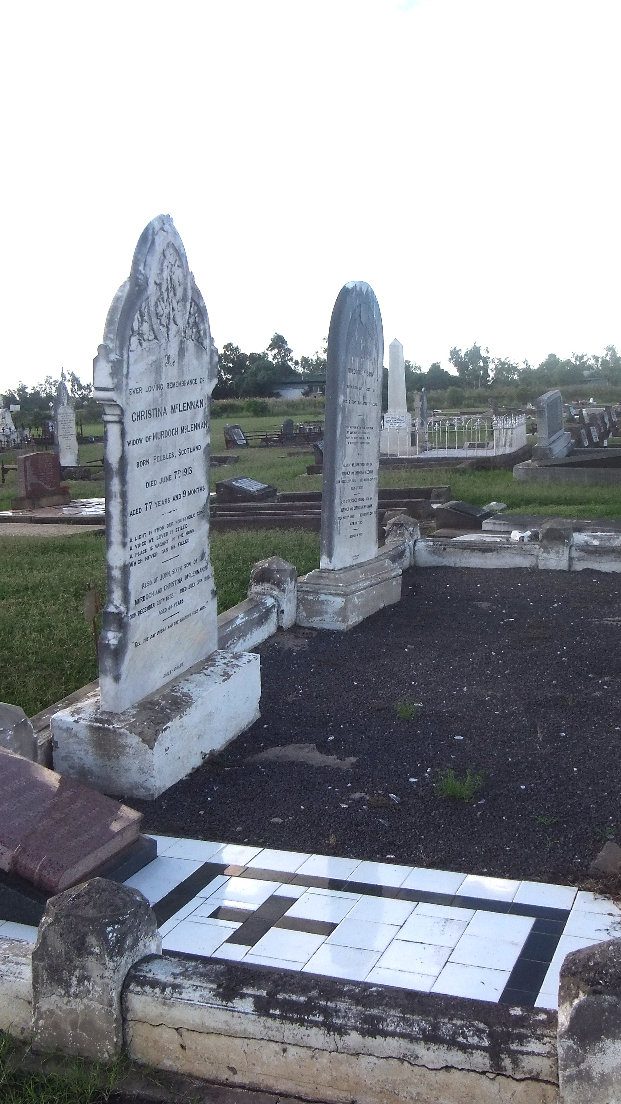 Photo of headstones/Alexander McLennan d1943 hdstn grp Dalby Qld